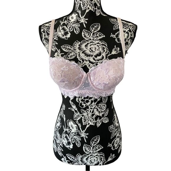 Donna Loren 36C Lace Padded Push Up Bra Boost Sexy Coquette - Picture 1 of 10